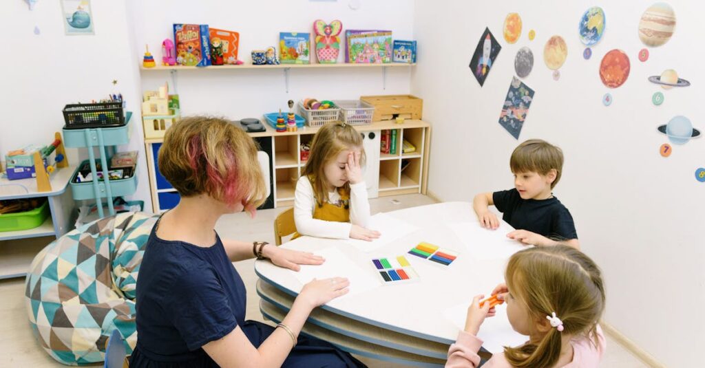 子どもが楽しそうに英語レッスンをしている様子